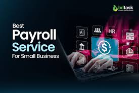 Digital payroll service interface on laptop for small business solutions